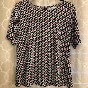Liz Claiborne Geometric Shaped Blouse with back zipper detail. Size L